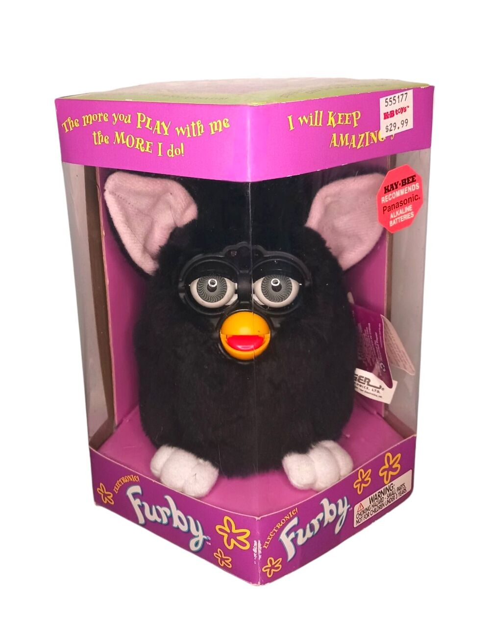 RARE Original BLACK FURBY PINK EARS Tiger Electronics NEW In BOX Factory SEALED!